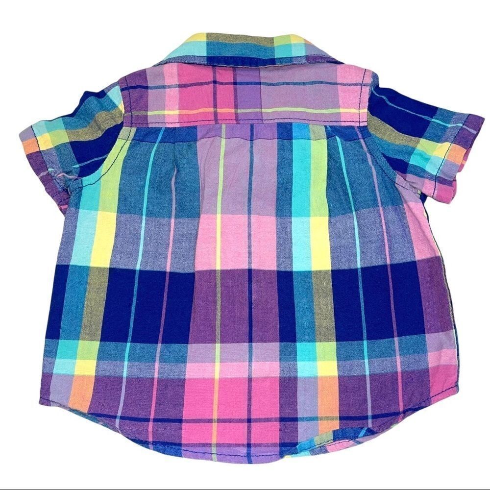 4/$25 - Baby Gap Pastel‎ Plaid Button Down Short Sleeve Shirt - Picture 2 of 5